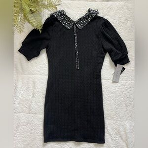 Kingston Grey Wednesday Adams Inspired Black Knit Midi Dress